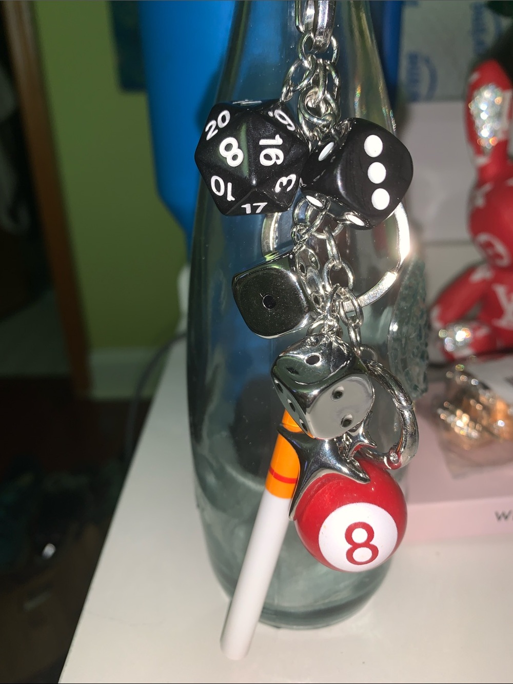 8-Ball,Dice, cigarette purse/bag Charm Keychain - Picture 1 of 4